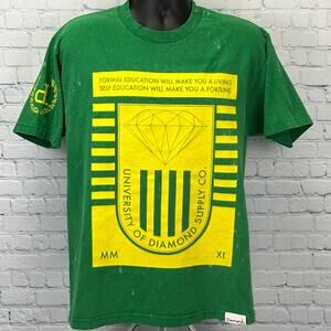 University of Diamond Supply Co T Shirt Streetwear Self Education Green L Large